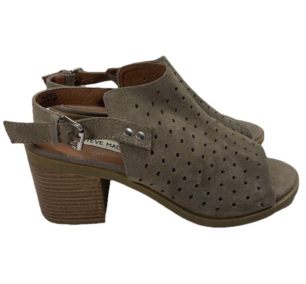 Steve Madden Ginelle Suede Block Heel Sandals Sz 9 Taupe